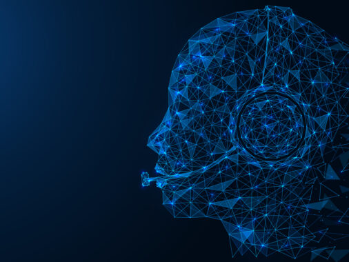 Voice automated robot assistant. Artificial intelligence communicates and answers calls using a headset.