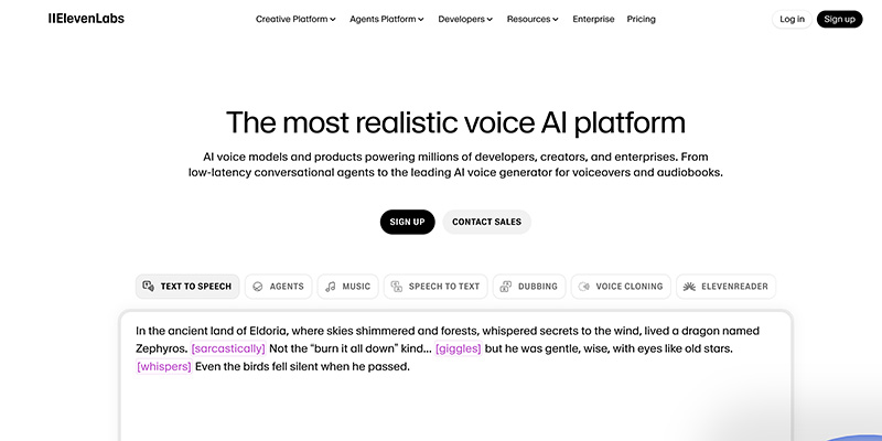 ElevenLabs homepage