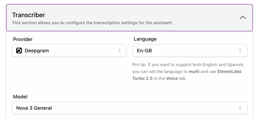 deepgram vapi config